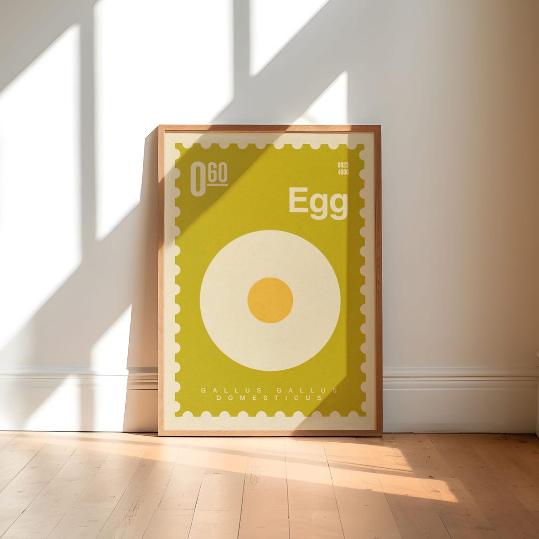 Egg Food Print Food Art Print Stamp Graphic Text Art Unframed Kitchen