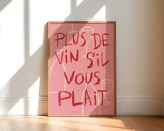 French Wine Art Print, wine illustration, kitchen art print, cocktail print, minimalist art, dining room art, unframed art, trendy print
