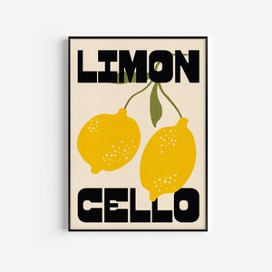 Limoncello Print, lemons illustration, kitchen art print, cocktail print, minimalist art, dining room art, unframed art, trendy print image 5