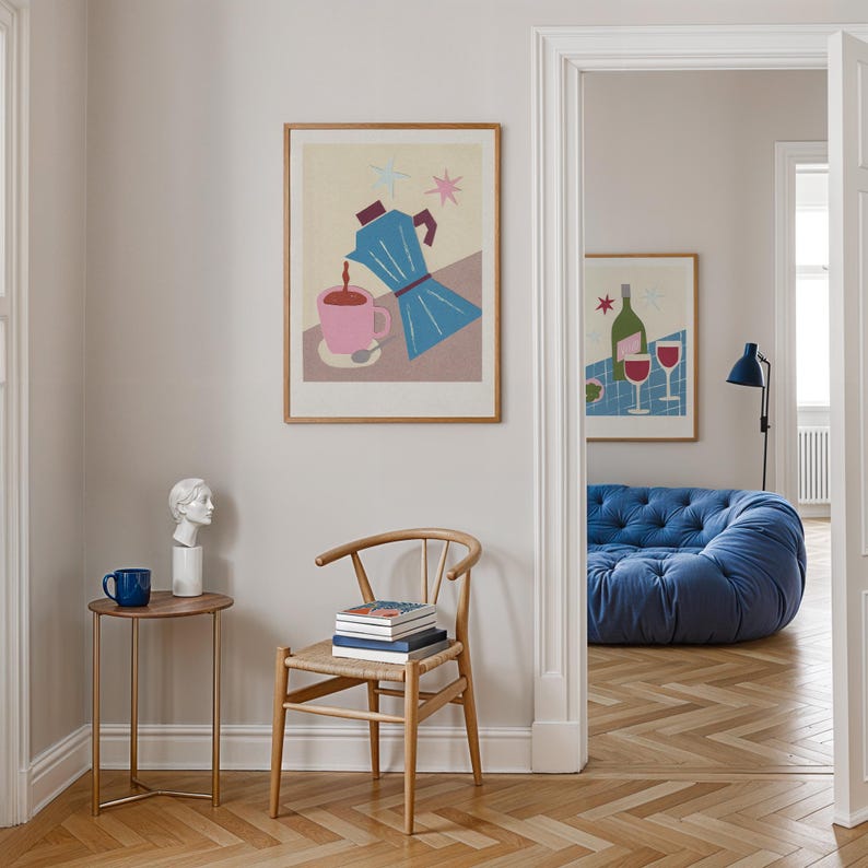 Red Wine Unframed Print, Dining Room Wall Art, Kitchen Decor, Kitchen