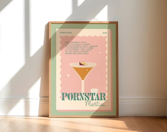 Retro Cocktail Unframed Print, dining room wall art, kitchen decor, kitchen print, vintage wall art, kitchen art, cocktail gift, bar decor