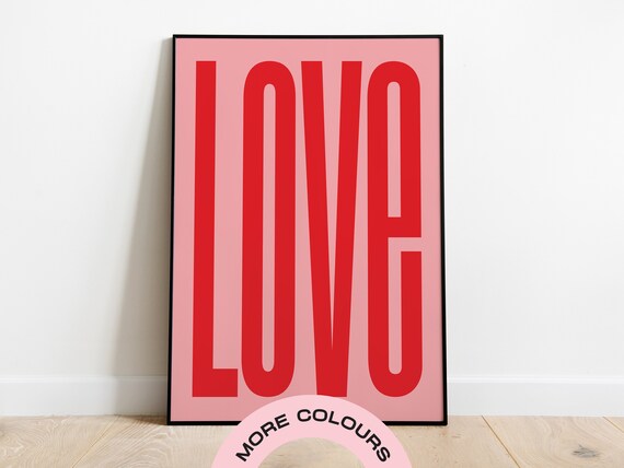 Love Quote Unframed Print | Positivity | Empowerment | Wall Art | Poster |  | Hearts | Cute | Colourful | Pastel | Family