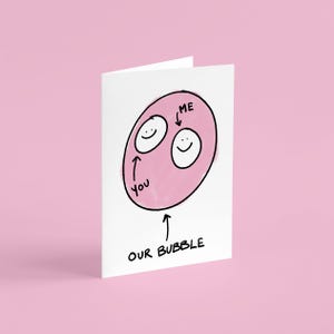 Grazioso biglietto di anniversario per il fidanzato, anniversario per lui, biglietto del primo anniversario, marito, biglietto di San Valentino, amore, il nostro biglietto a bolle