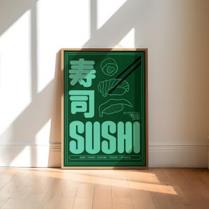 Sushi Food Print | Japanese Print | Asian Foods Art | Unframed Kitchen Wall Art | Poster | Gift | Food and Drink | Colourful