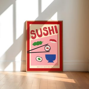 Sushi Food Print | Japanese Print | Cut Out Art | Unframed Kitchen Wall Art | Poster | Gift | Food and Drink | Colourful