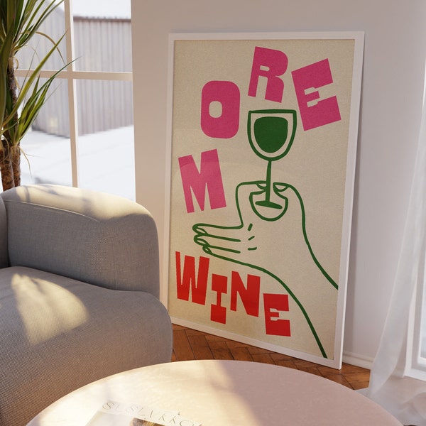 Wine Art Print, wine illustration, kitchen art print, cocktail print, minimalist art, dining room art, unframed art, trendy print
