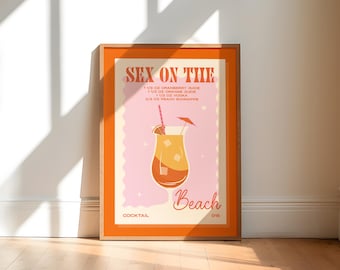 Retro Cocktail Print, dining room wall art, kitchen decor, kitchen print, vintage wall art, kitchen art, cocktail gift, bar decor