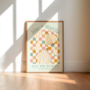 Garlic Food Print | French Market Day | Retro Illustration | Unframed Kitchen Wall Art | Poster | Gift | Food and Drink | Colourful