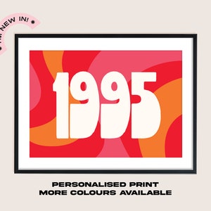 Retro Personalised Year Unframed Print | Birthday |  | Wall Art | Poster | Groovy | Retro | Gift | Colourful | Home | New Home | Family