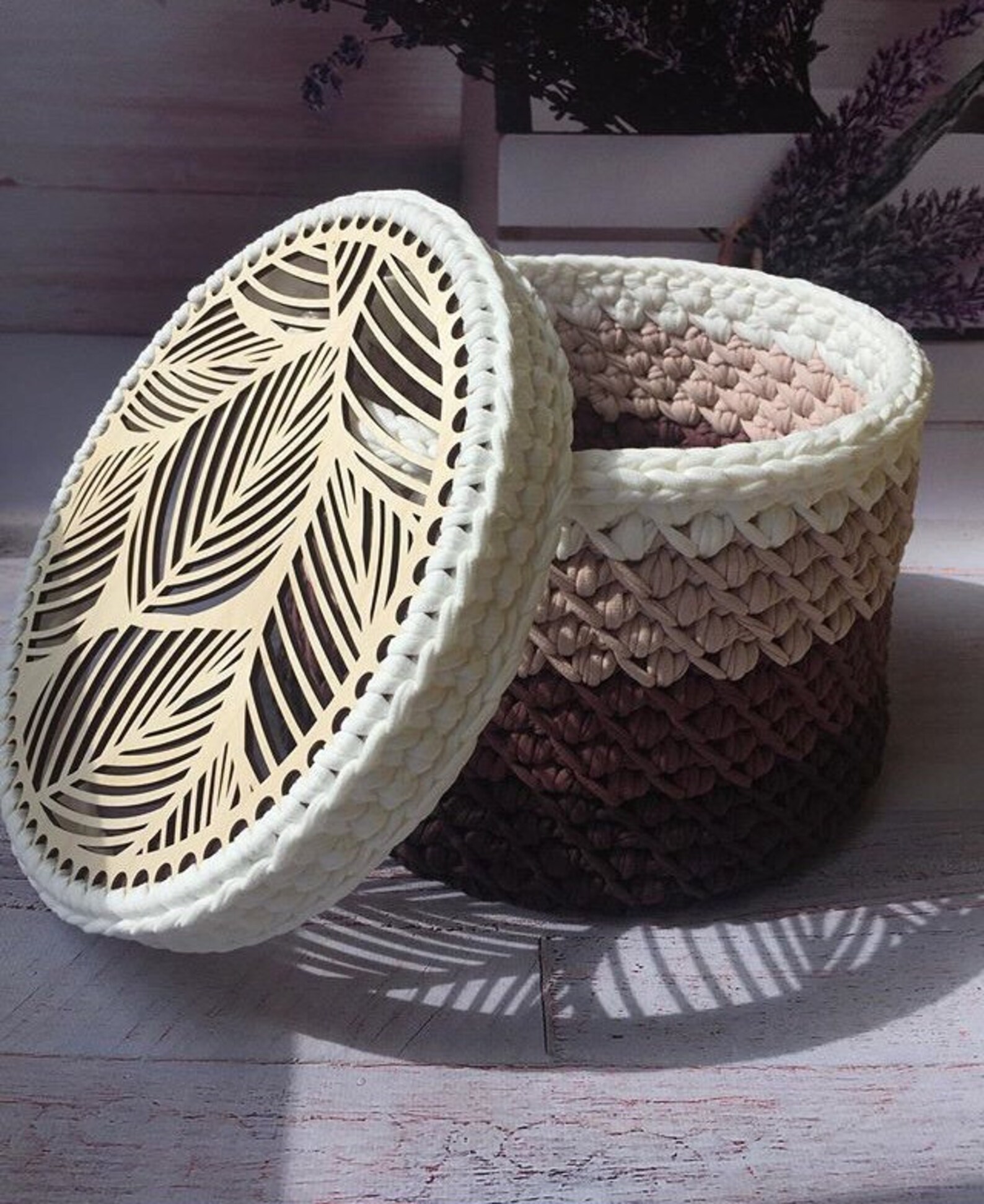Craft Kit for Crochet Basket with Wooden Round Bases & TShirt Etsy