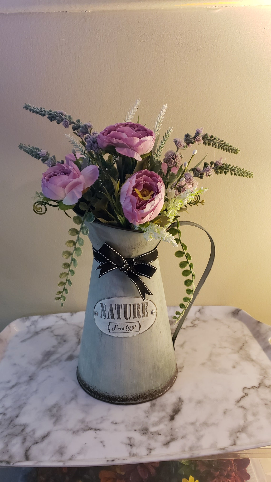 Galvanized Milk Can Vase Floral Arrangement Decor/farmhouse Etsy