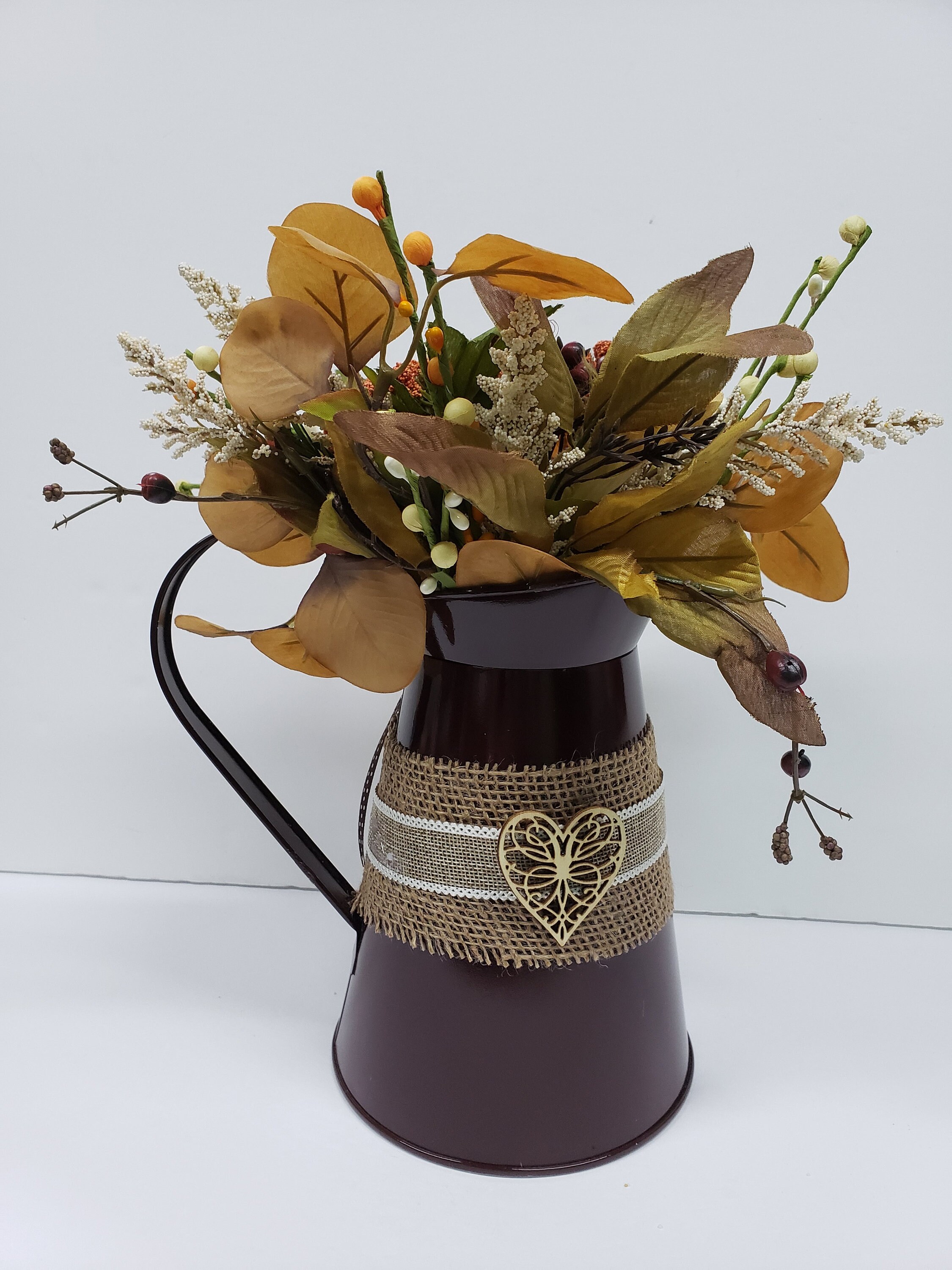 Fall Decorated Galvanized Water Can Decor/ Rustic Farmhouse Country