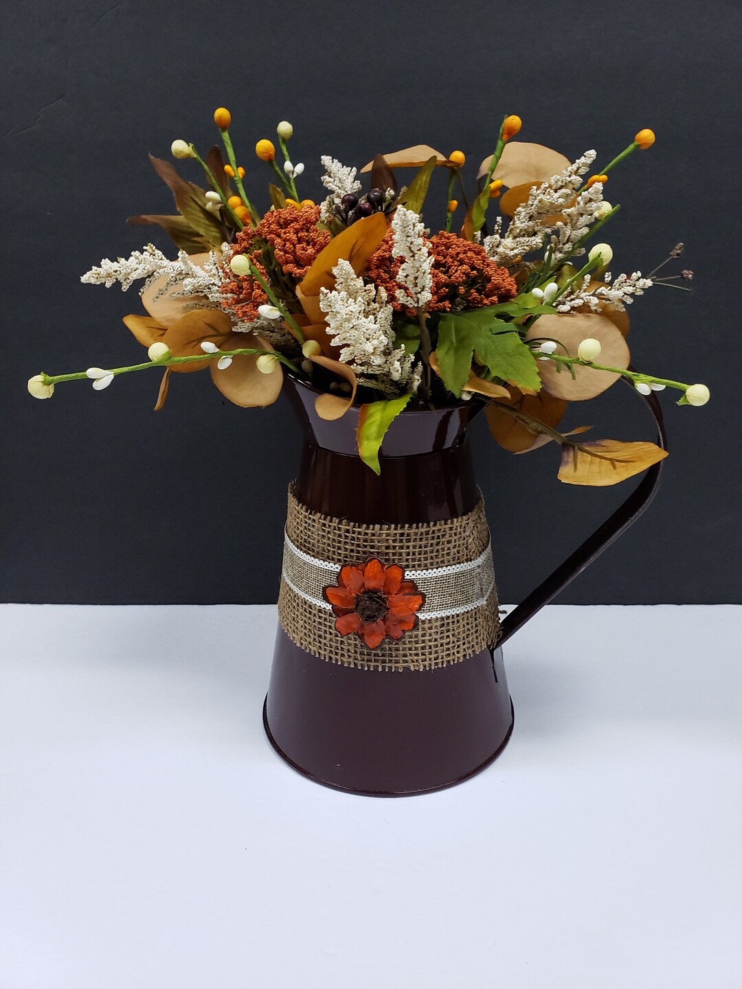 Fall Decorated Galvanized Water Can Decor/ Rustic Farmhouse Etsy