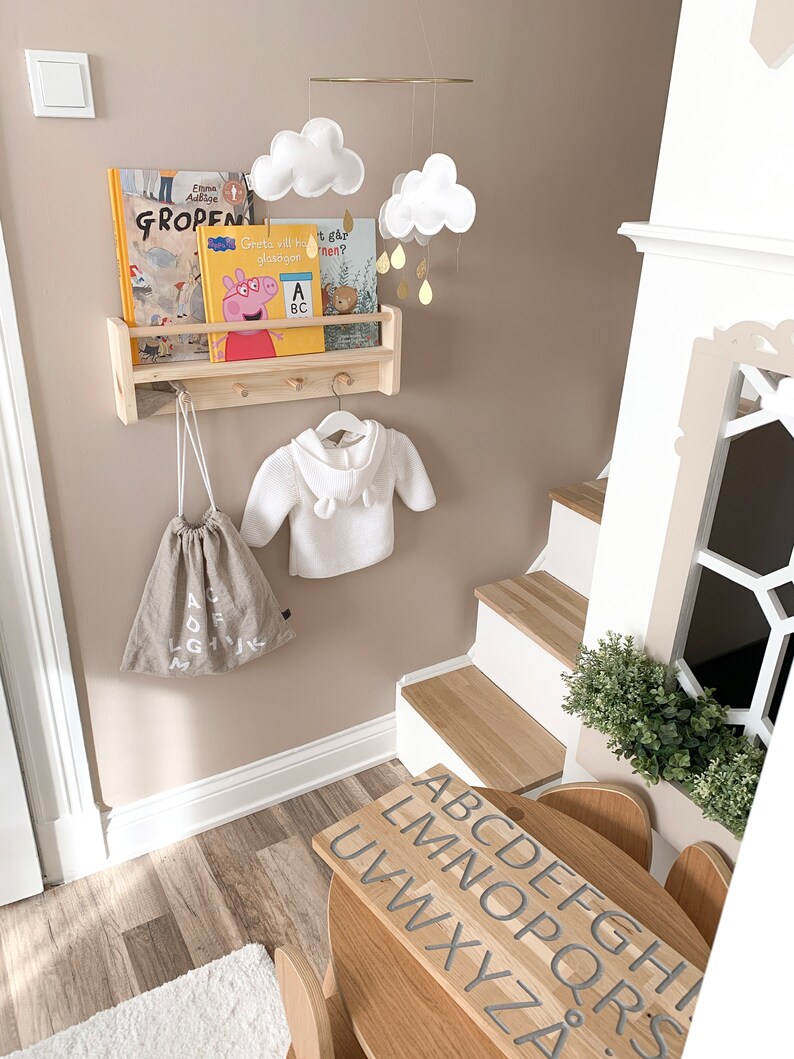 Peg Rail Bookshelf Kids Bookshelf and Coat Rack Combo Book Etsy