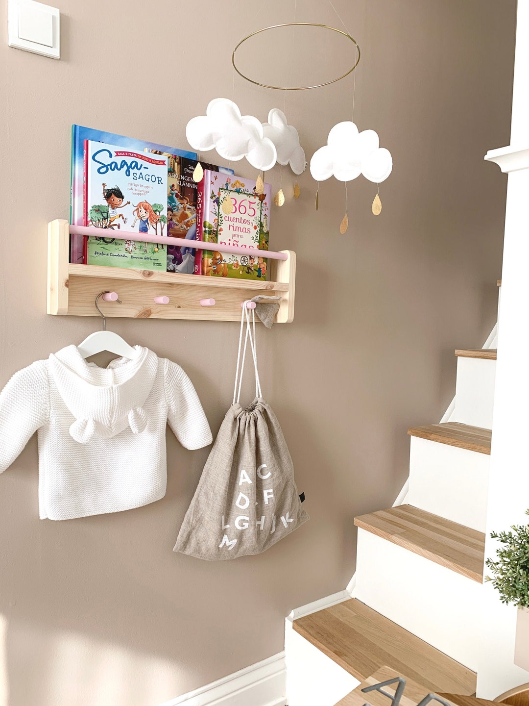 Peg Rail Bookshelf Kids Bookshelf and Coat Rack Combo Book Etsy