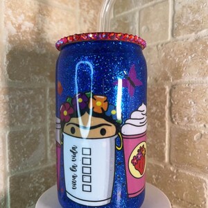 16 fl oz Girly Frida coffe glass cup