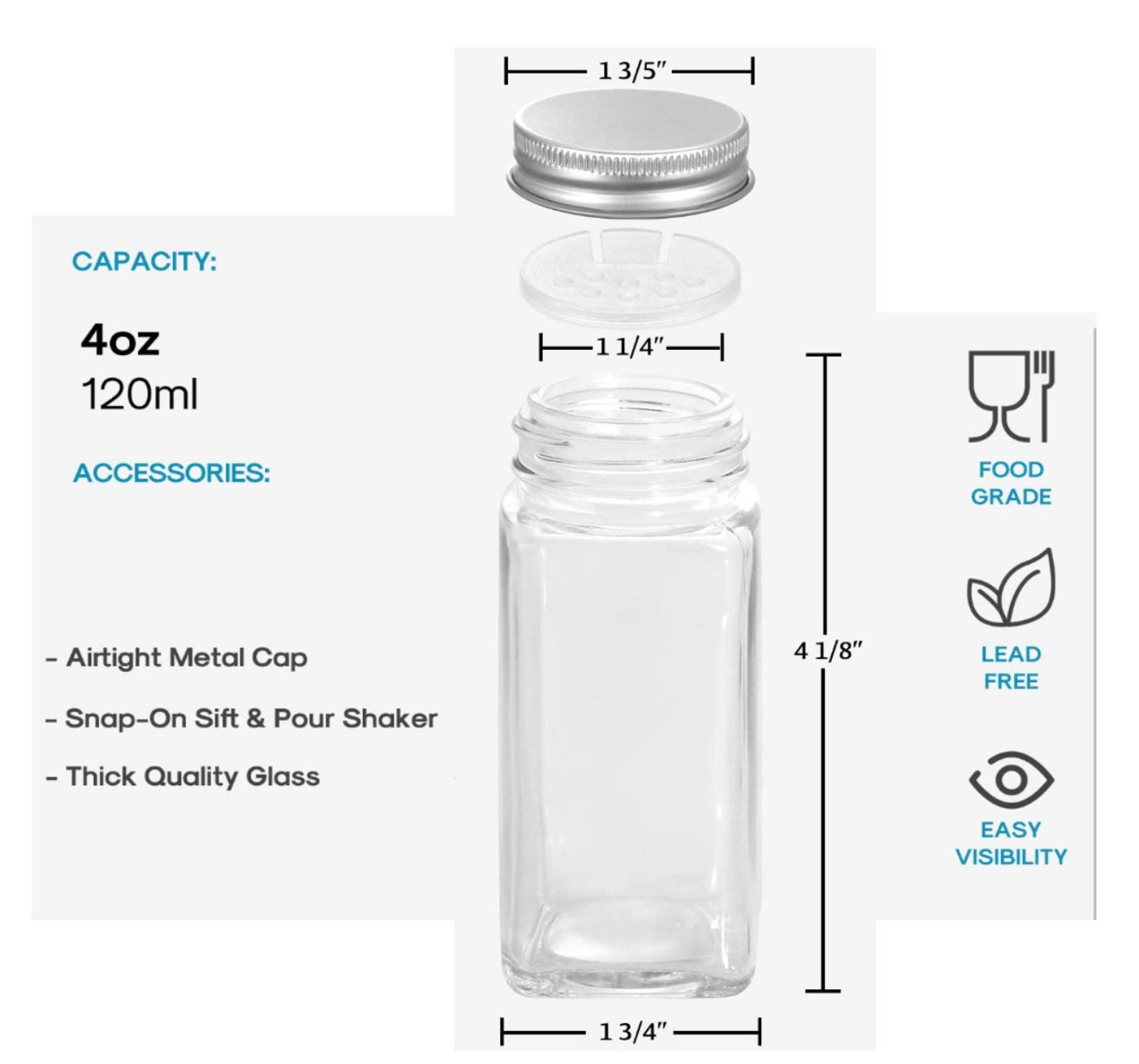 4 oz Square Glass Spice Jars 5 Jars size 4 oz Empty Square Etsy