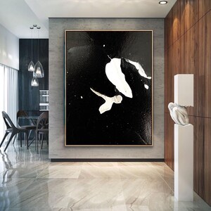black and white Abstract Painting Original Large Acrylic Canvas Wall Art Expressionism Modern Painting custom Huge contemporary art decors
