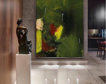 Abstract Painting Original Large Acrylic Canvas Wall Art Expressionism lime green Modern Painting Wall Art on Canvas Huge contemporary art