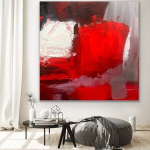 Red Abstract Painting on Canvas Large Wall Art Red Abstract Art on ...