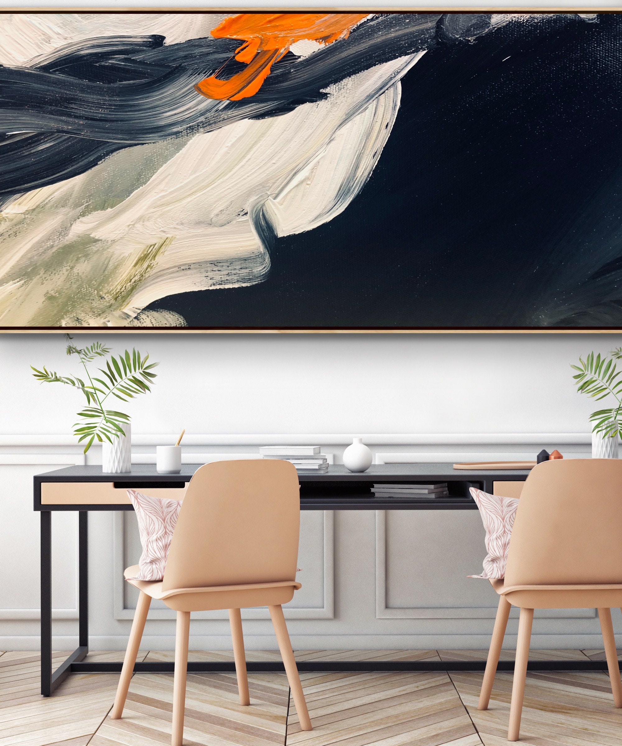Large Abstract Black and White Painting on Canvas Abstract Painting on ...