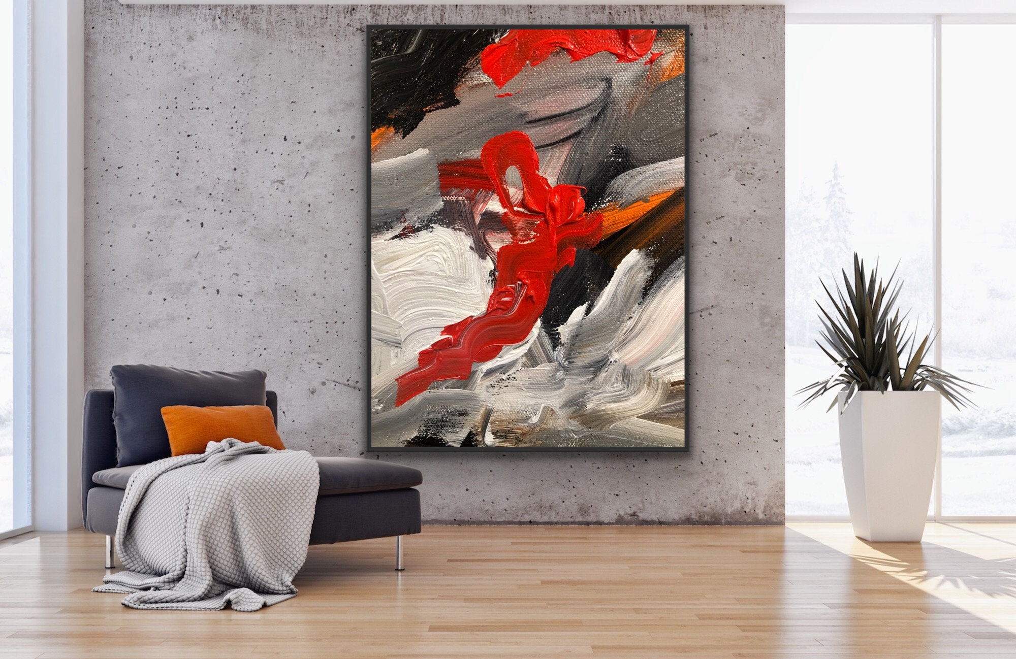 Abstract Painting Original Large Acrylic Canvas Wall Art Expressionism ...