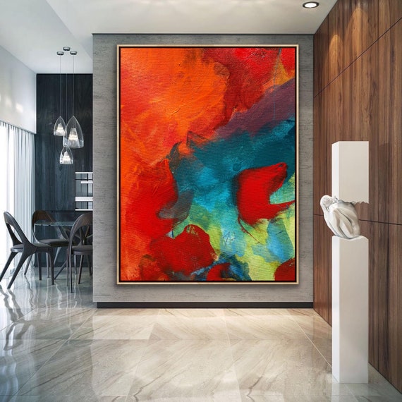 アート作品 アクリル画 現代アート 赤緑 Y-35 23 油彩画 油絵 原画