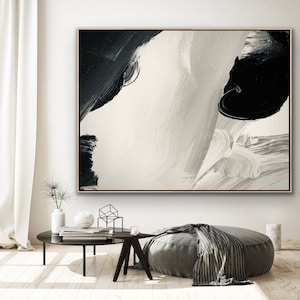 black and white Abstract Painting Original Large Acrylic Canvas Wall Art Expressionism Modern Painting custom Huge contemporary art decors
