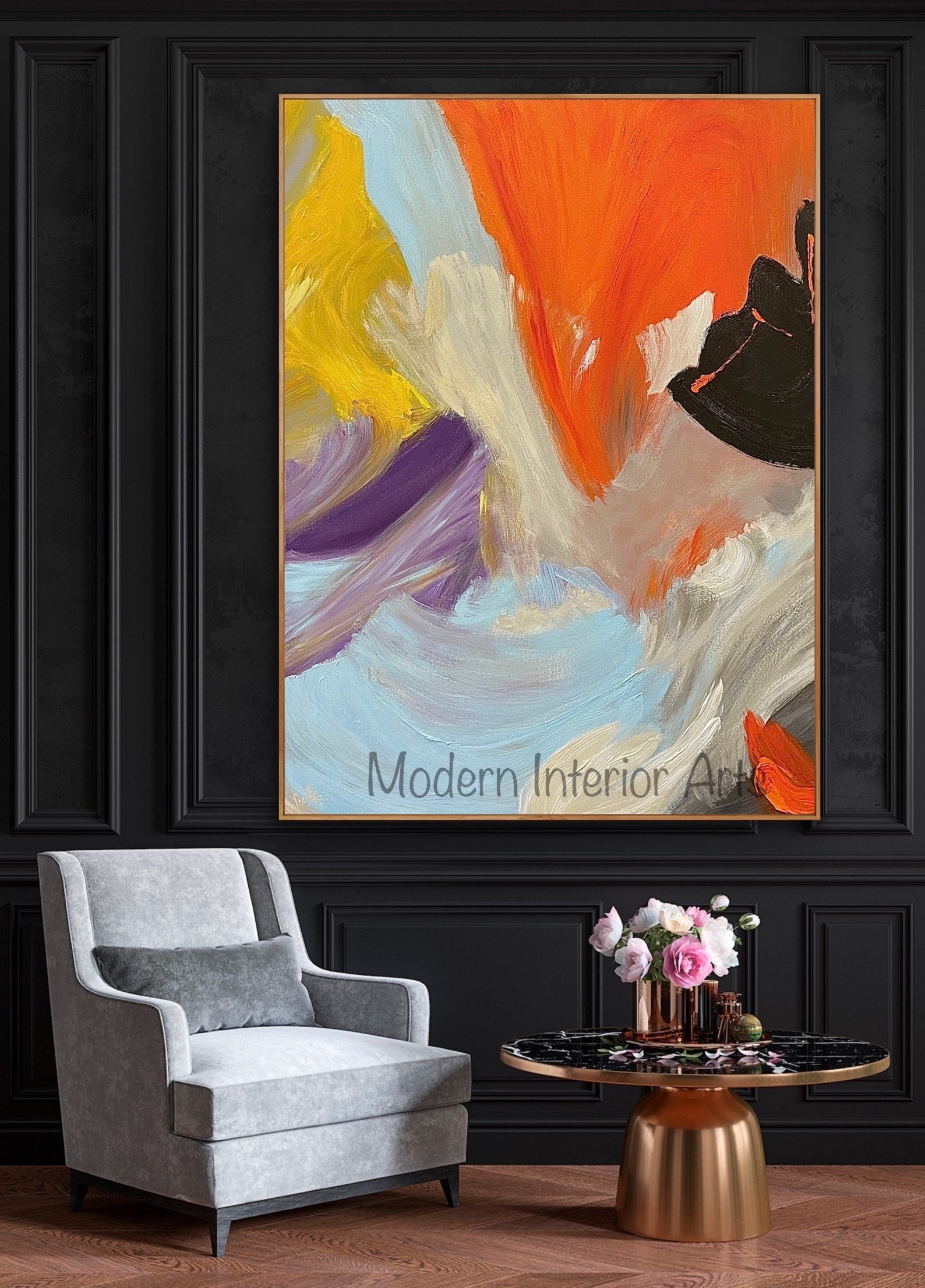 Abstract Painting Original Large Acrylic Canvas Wall Art Expressionism ...