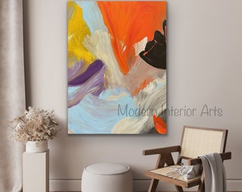 Abstract Painting Original Large Acrylic Canvas Wall Art Expressionism orange Modern Painting Wall Art on Canvas Huge contemporary art decor