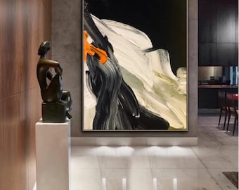 Abstract Painting Original Large Acrylic Canvas Wall Art Expressionism black Modern Painting Wall Art on Canvas, Huge contemporary art decor