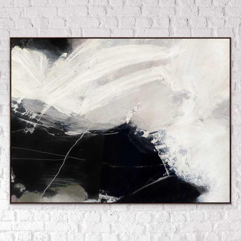 Black and White Abstract Painting Original Large Acrylic Canvas Wall ...