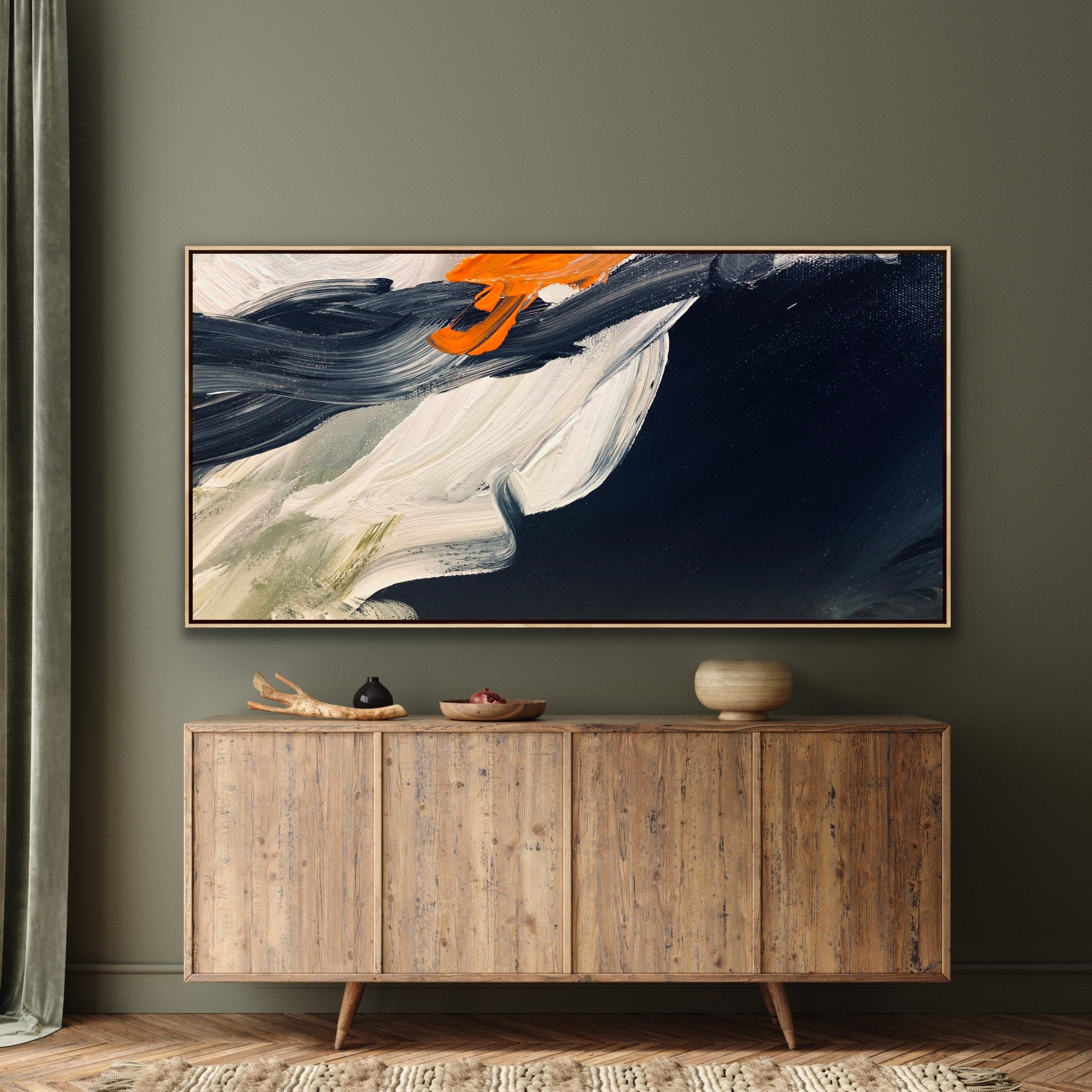 Large Abstract Black and White Painting on Canvas Abstract Painting on ...