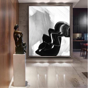 Abstract Painting Original Large Acrylic Canvas Wall Art Expressionism black Modern Painting Wall Art on Canvas, Huge contemporary art decor