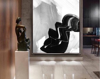 Abstract Painting Original Large Acrylic Canvas Wall Art Expressionism black Modern Painting Wall Art on Canvas, Huge contemporary art decor