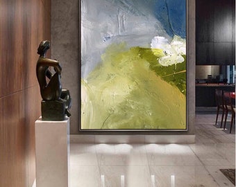 Abstract Painting Original Large Acrylic Canvas Wall Art Expressionism lime green Modern Painting Wall Art on Canvas Huge contemporary art