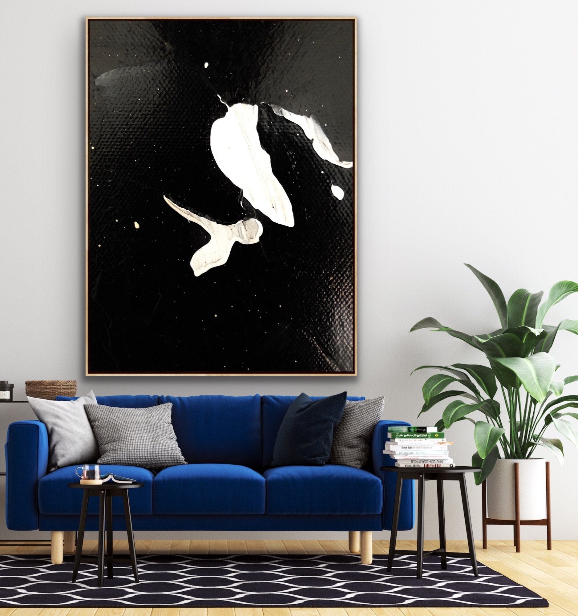 Black and White Abstract Painting Original Large Acrylic Canvas Wall ...