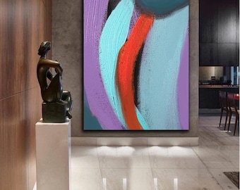Abstract Painting Original Large Acrylic Canvas Wall Art, Expressionism Red Modern Painting Wall Art on Canvas, Huge contemporary art decor