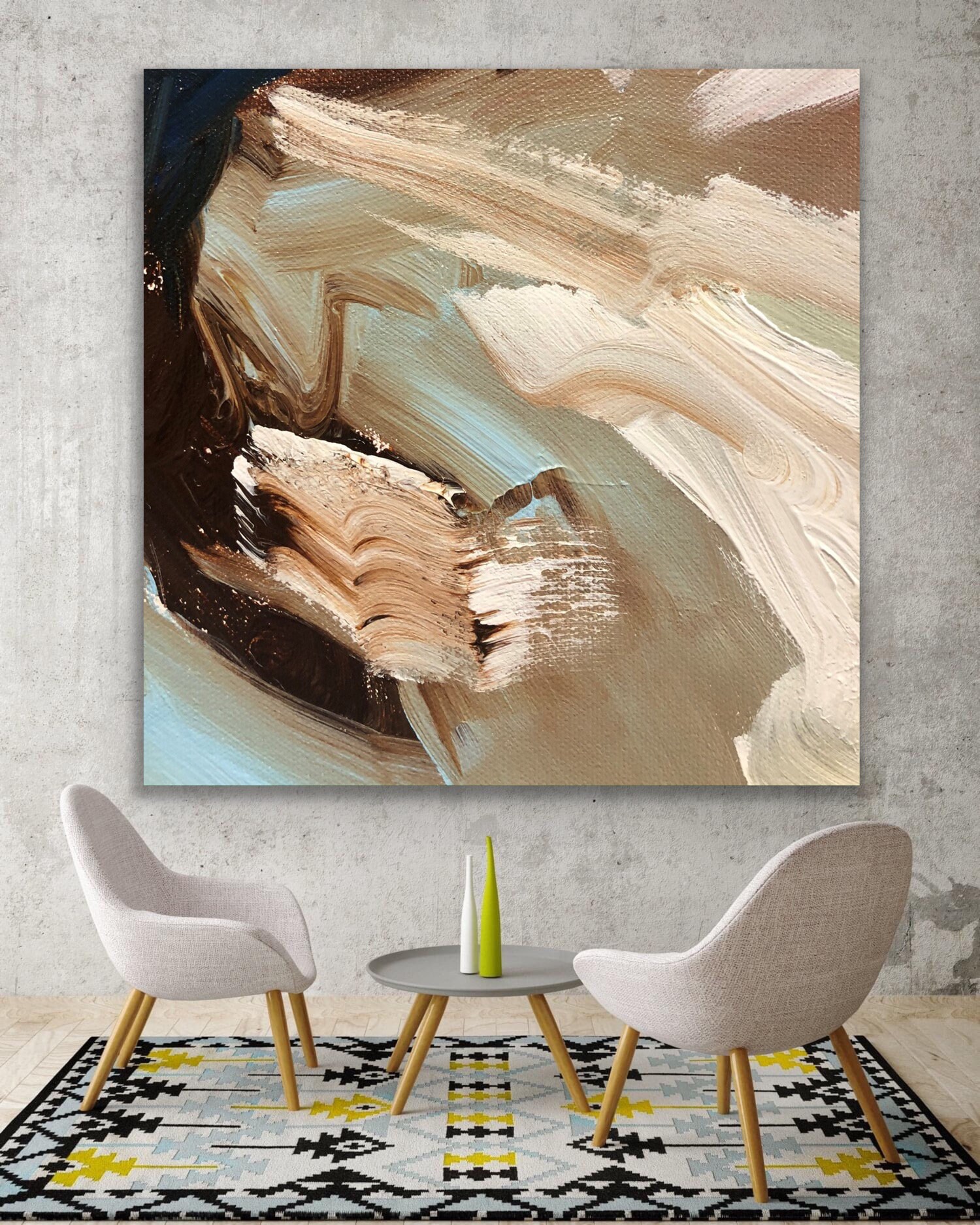 Abstract Painting Original Large Acrylic Canvas Expressionism White ...