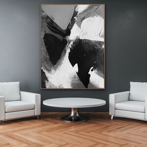 Black White Abstract Painting Original Large Acrylic Canvas Wall Art ...