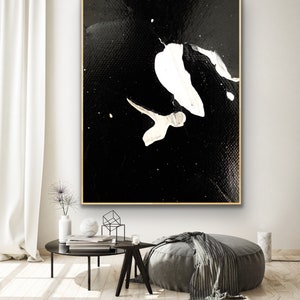 Black and White Abstract Painting Original Large Acrylic Canvas Wall ...