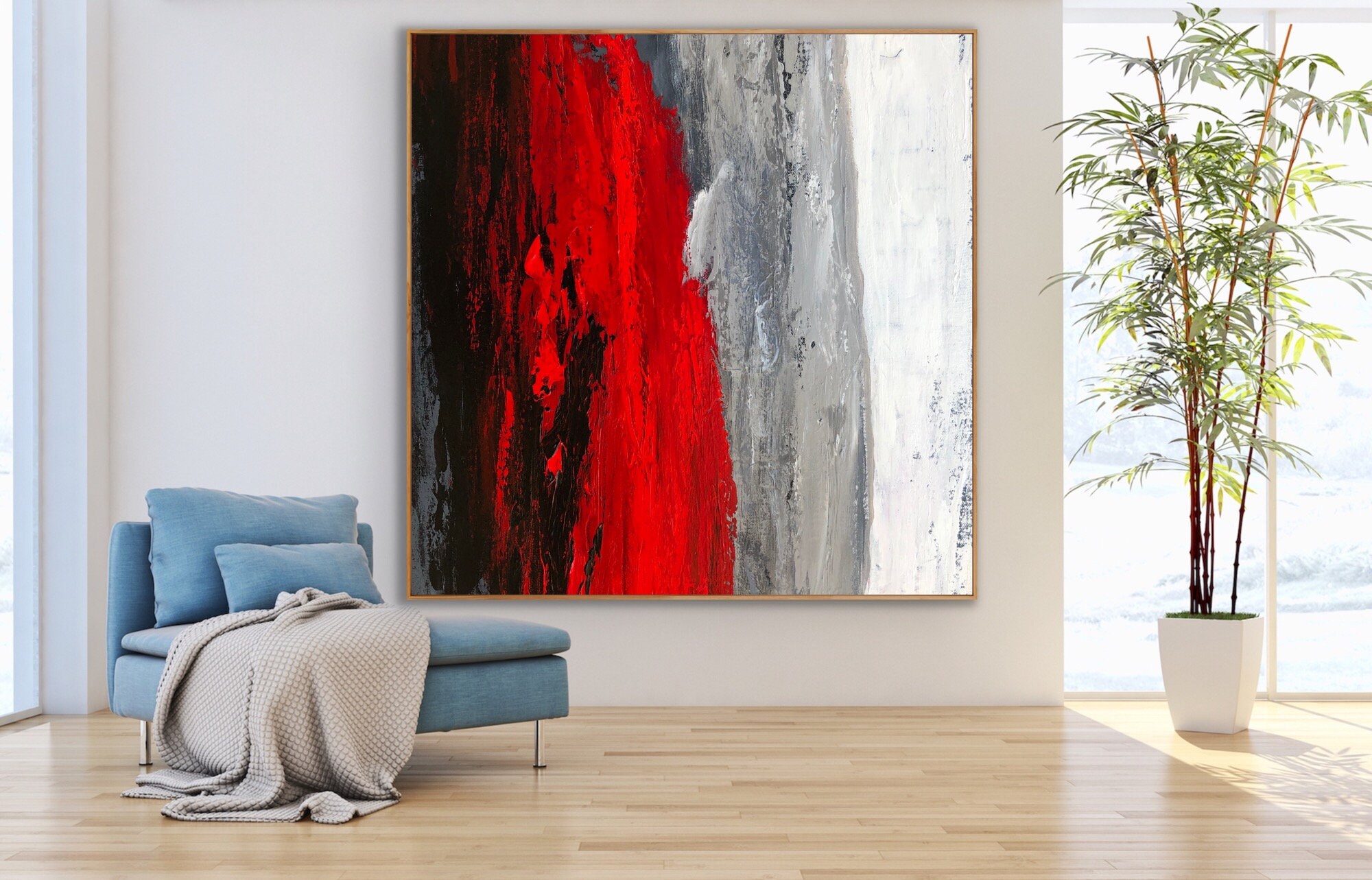Abstract Painting Original Large Acrylic Canvas Expressionism Black ...
