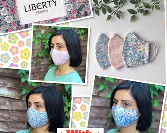 Handmade Liberty Face Mask with Filter and Filter Pocket, Triple Layered, Cotton inner layers, Washable and Reusable, Made in the UK