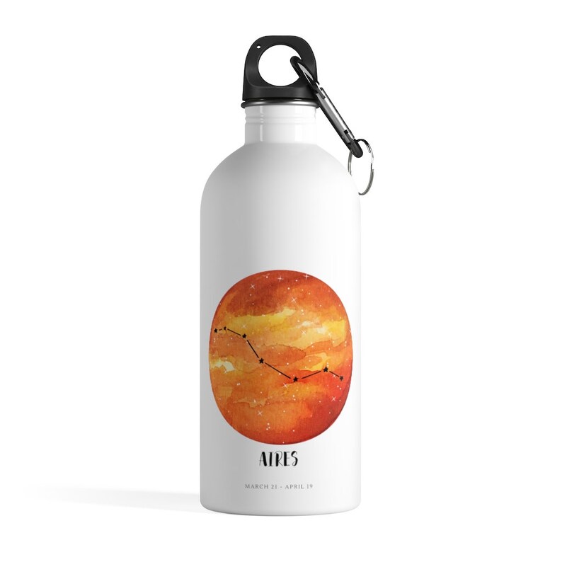 Aries Zodiac Sign Stainless Steel Water Bottle Etsy