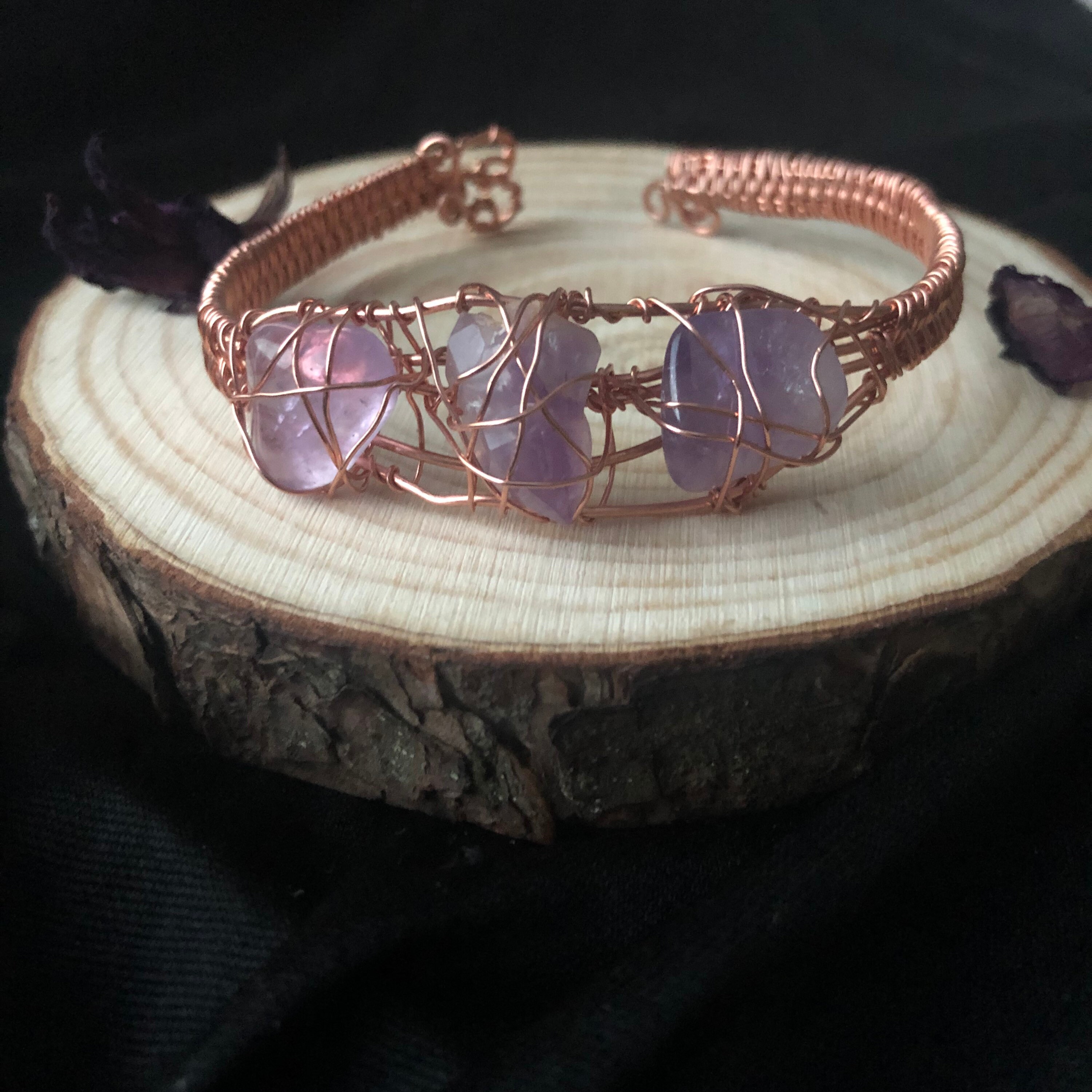 Amethyst crystal cuff bracelet Etsy