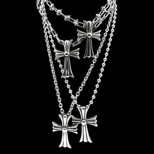 Stainless Steel Gothic Cross Pendant Charm Necklace • Unisex Streetwear Y2K Grunge Everyday Tarnish Free Silver Handmade Jewelry ball chain