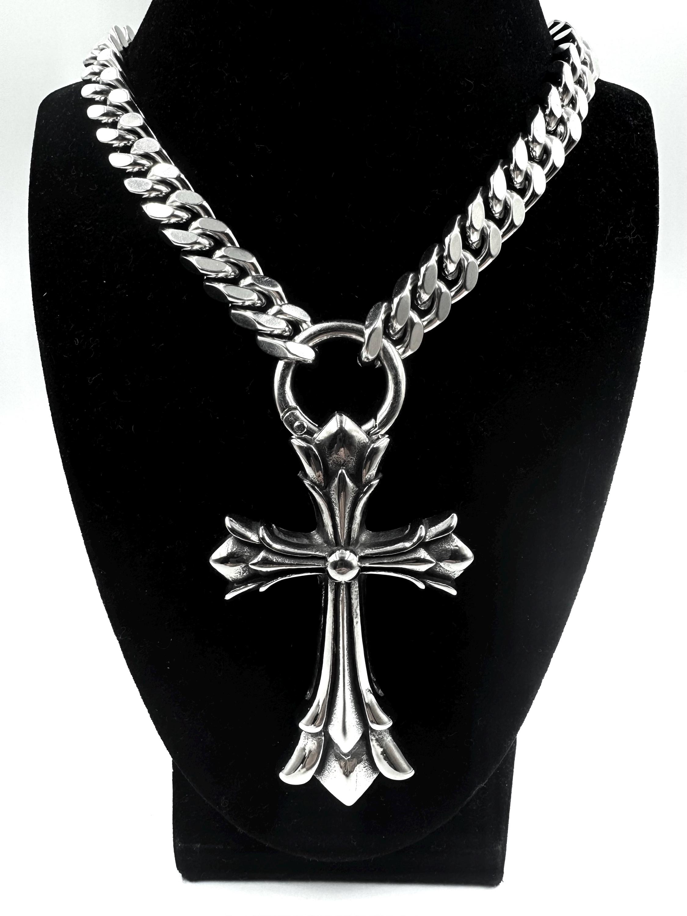 SK8ER ROCK ■ Two Crosses Surgical Steel Necklace ネックレス MUSINSA | SK8ER ROCK Two Crosses Surgical Steel Necklace
