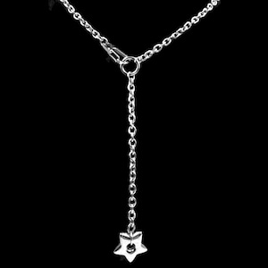 No tarnishing silver stainless Steel necklace, Star pendant necklace with ball chain, Streetwear gothic punk Y2k necklace, Cute necklace
