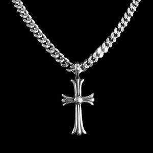 chrome cross gothic cross curb chain chunky necklace