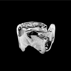 Crinkle ring, foil ring, Punk Rings, silver punk cross flower ring,Y2K ring, Gothic Ring,adjustable ring